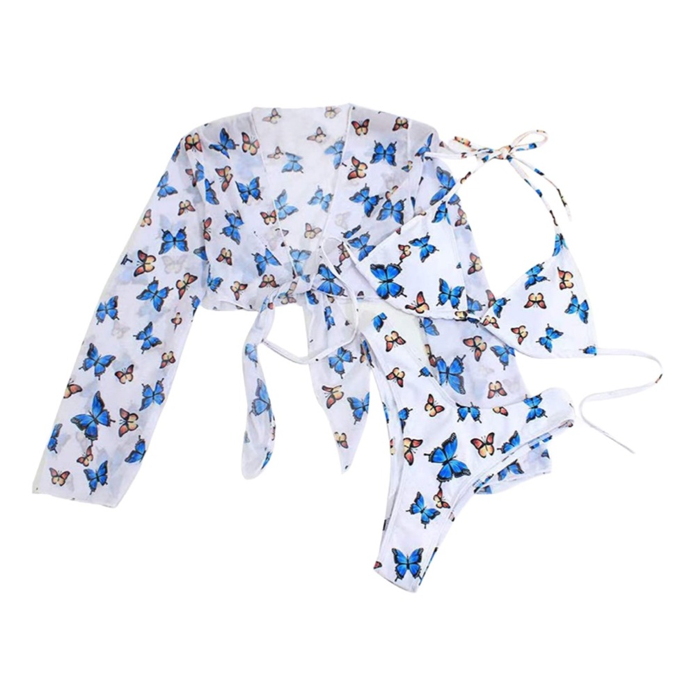 Butterfly Printed 3 Piece Bikini Set